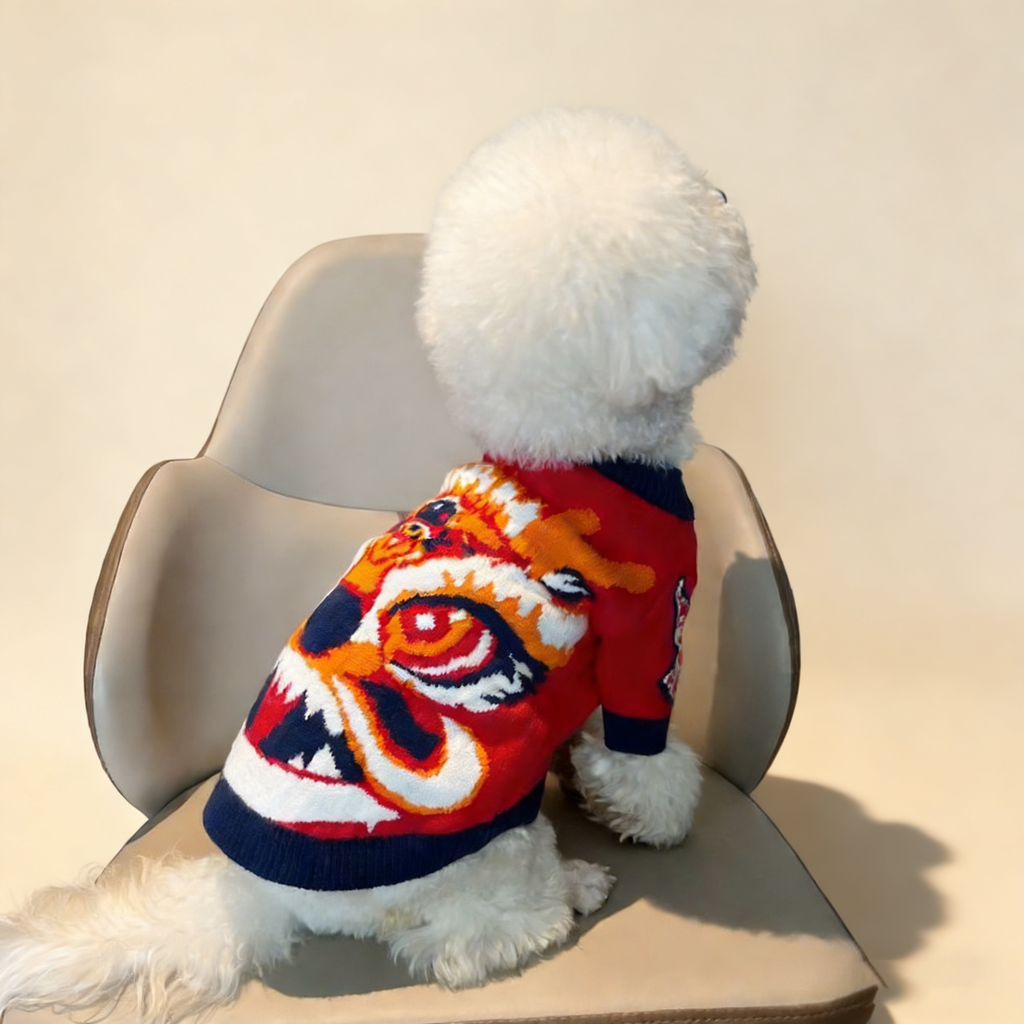 Red Dragon Theme Dog Winter Sweater_CWMM12376
