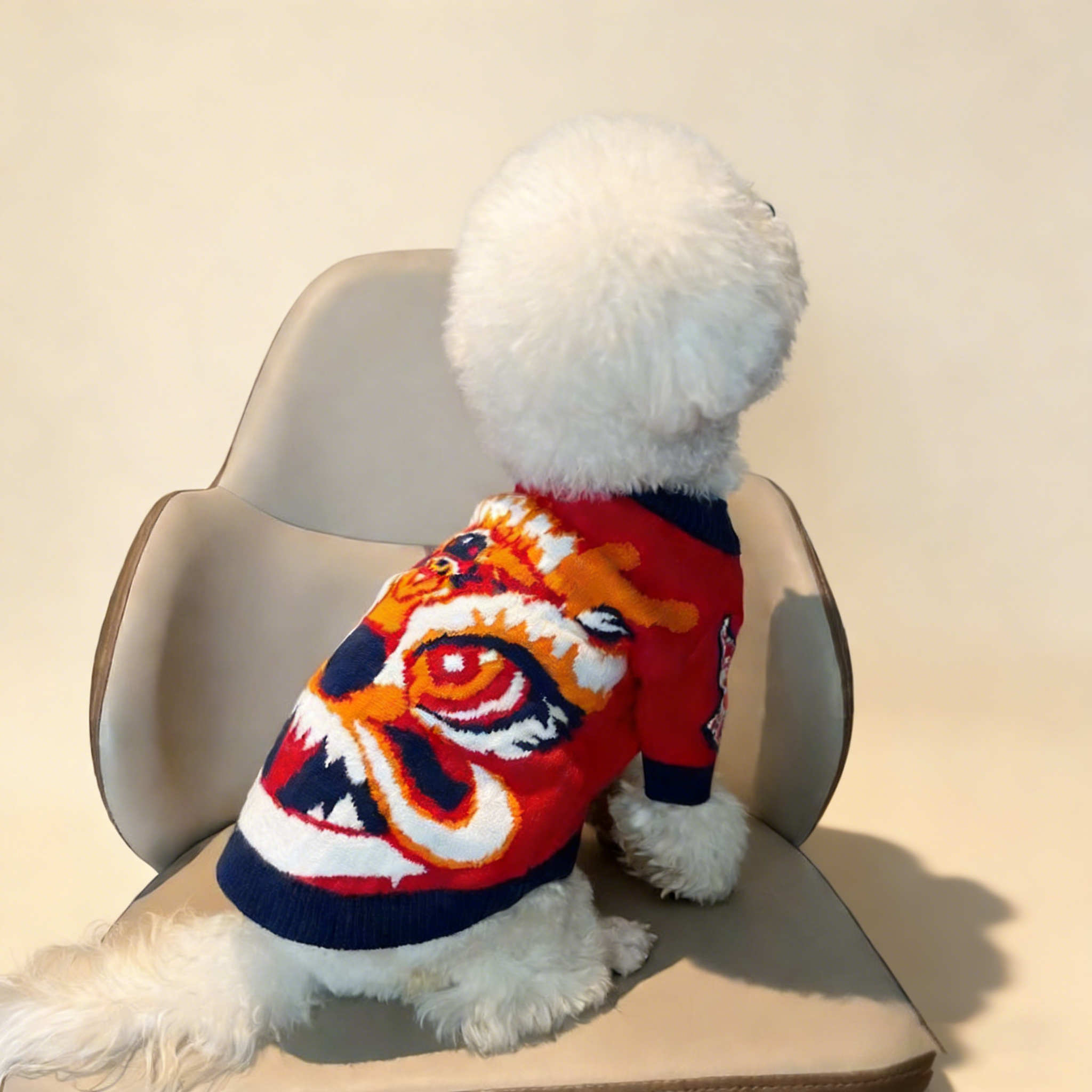 Red Dragon Theme Dog Winter Sweater_CWMM12376