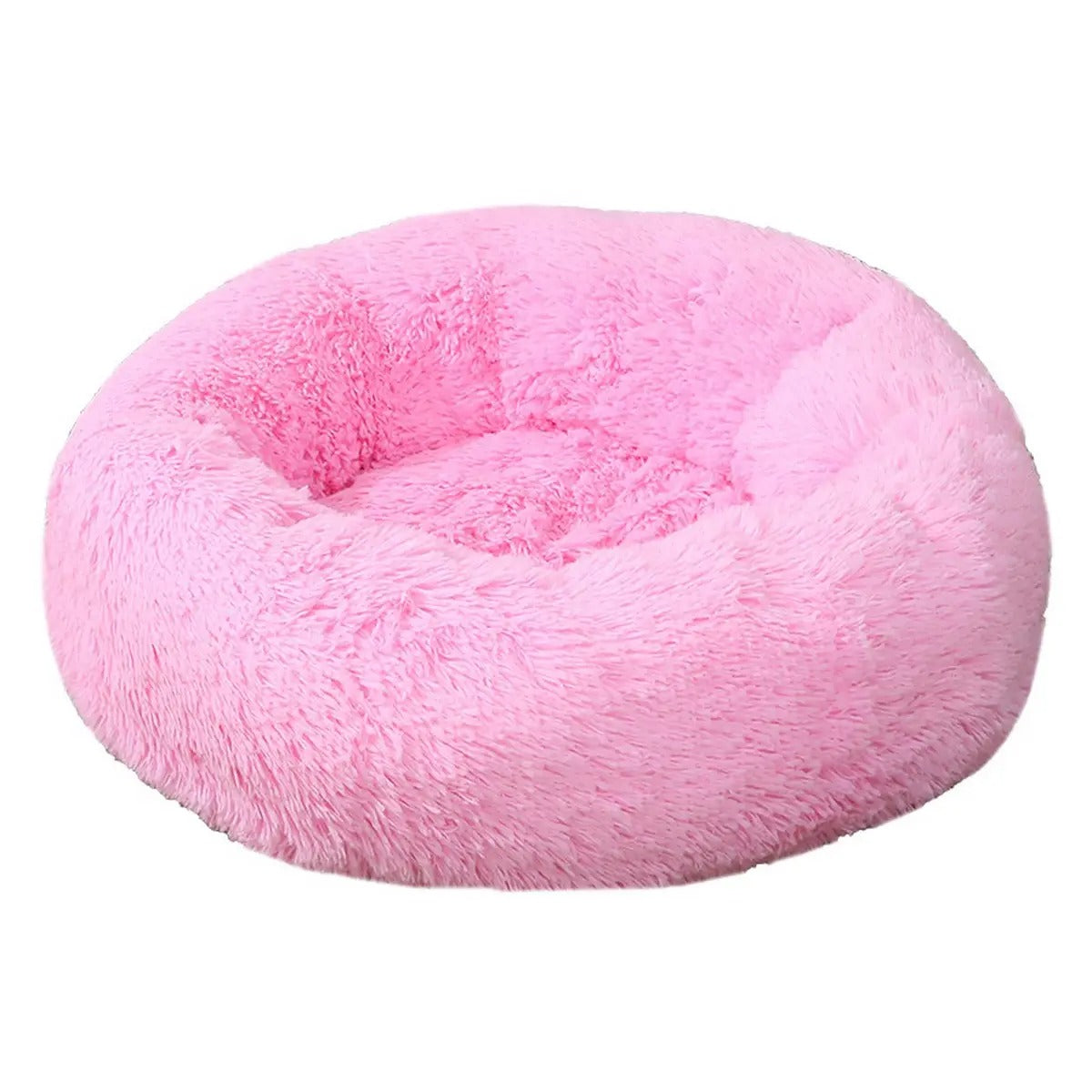 Fluffy Donut Cat Bed – Plush & Cozy Pet Cushion_CWMM5279