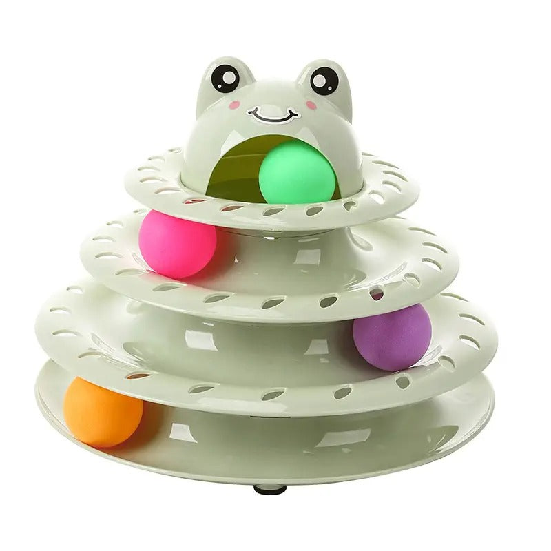 Frog Head 4-Layer Interactive Cat Toy Turntable_CWMM5185