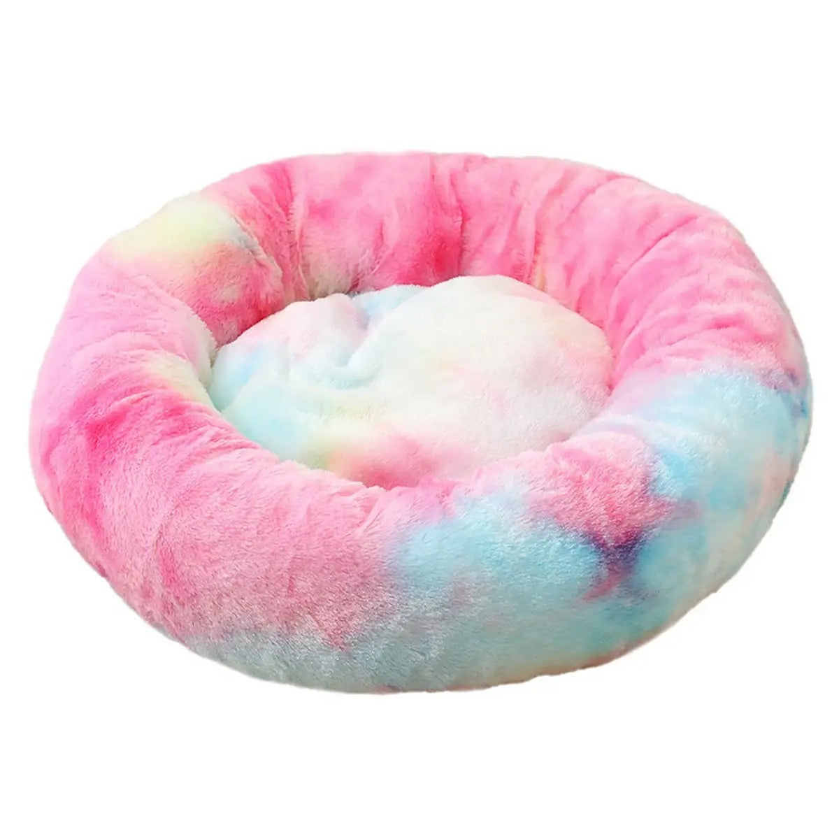 Fluffy Donut Cat Bed – Plush & Cozy Pet Cushion_CWMM5279