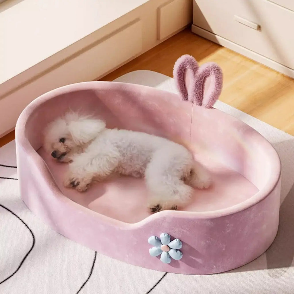 Four-side heightened pink princess pet bed_CWMM7049
