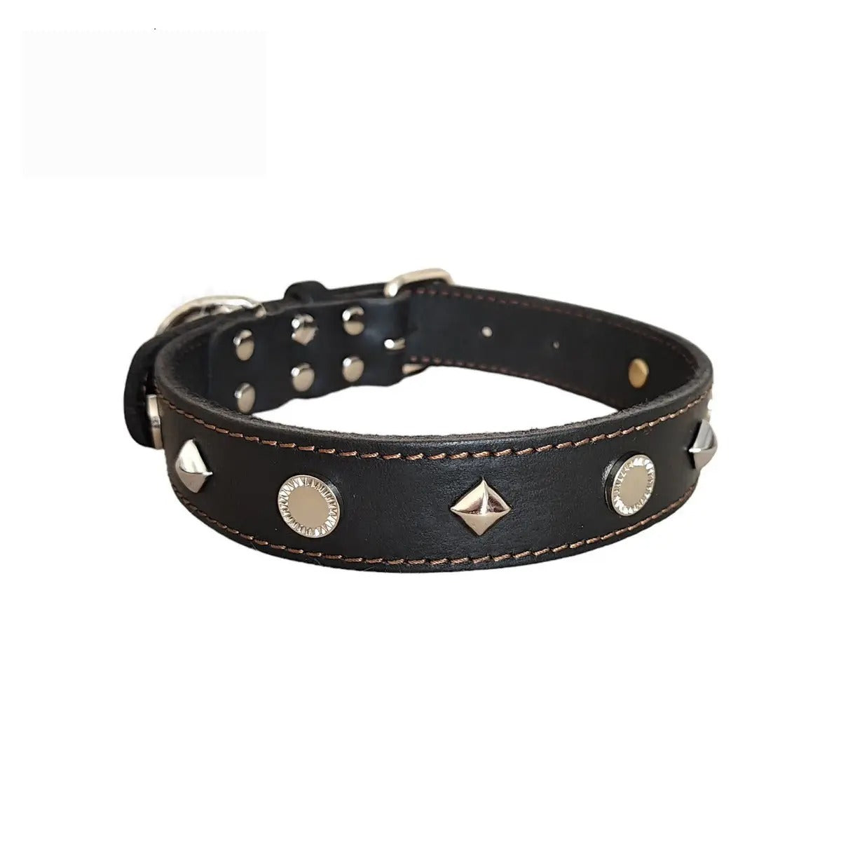 Full-Grain Leather Dog Collar with Studs, Large_CWMM7709