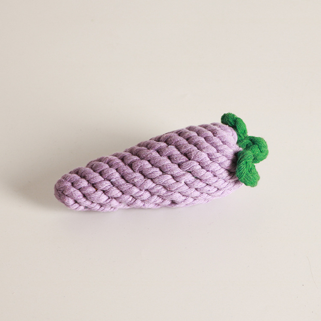 Eggplant Rope Toy – Handmade Cotton Dog Chew_CWMM8072