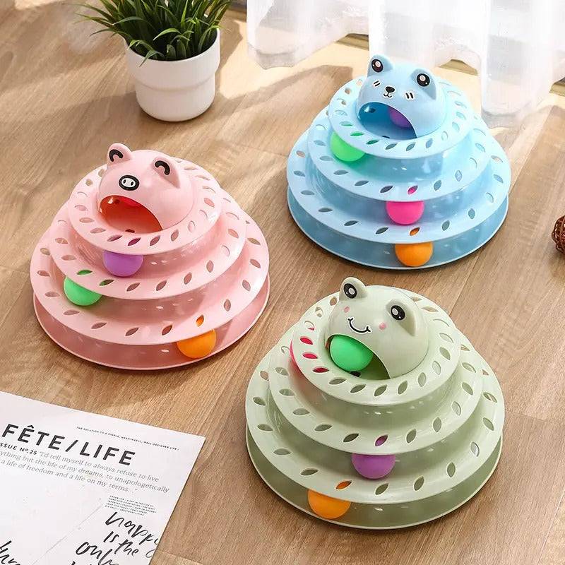 Frog Head 4-Layer Interactive Cat Toy Turntable_CWMM5185