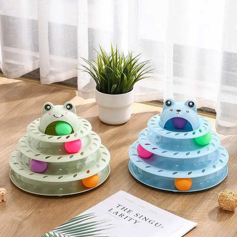 Frog Head 4-Layer Interactive Cat Toy Turntable_CWMM5185