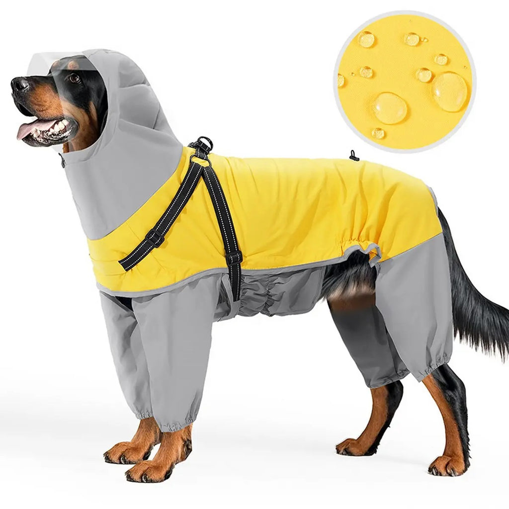 Full-Cover Dog Raincoat with  Hood & Leash Hole_CWMM7463