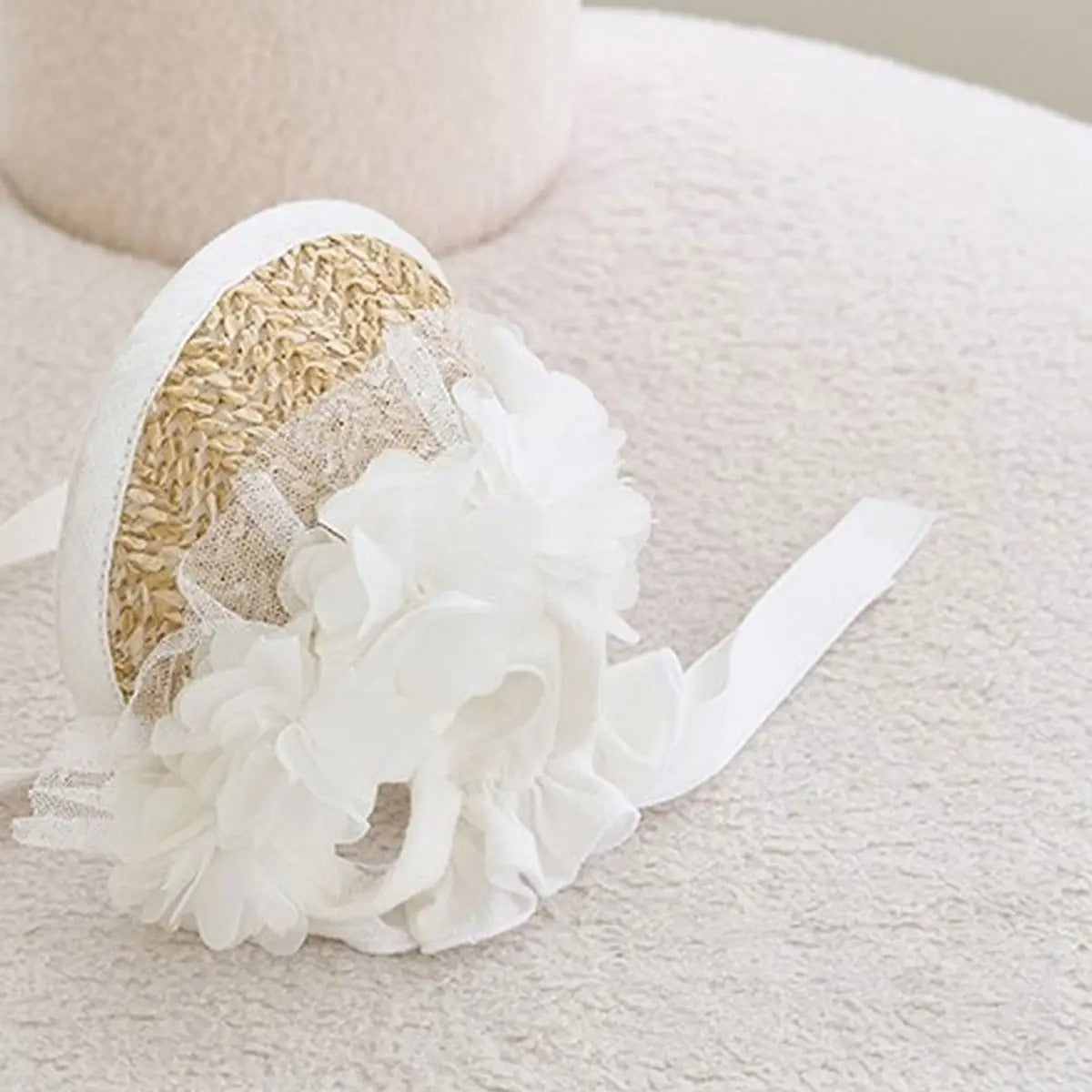 Lace Straw Sun Hat for Pets Adjustable Cat Dog Cap_CWAH3746