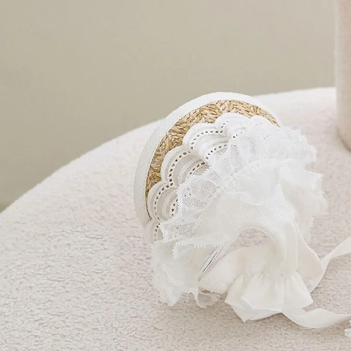 Lace Straw Sun Hat for Pets Adjustable Cat Dog Cap_CWAH3746