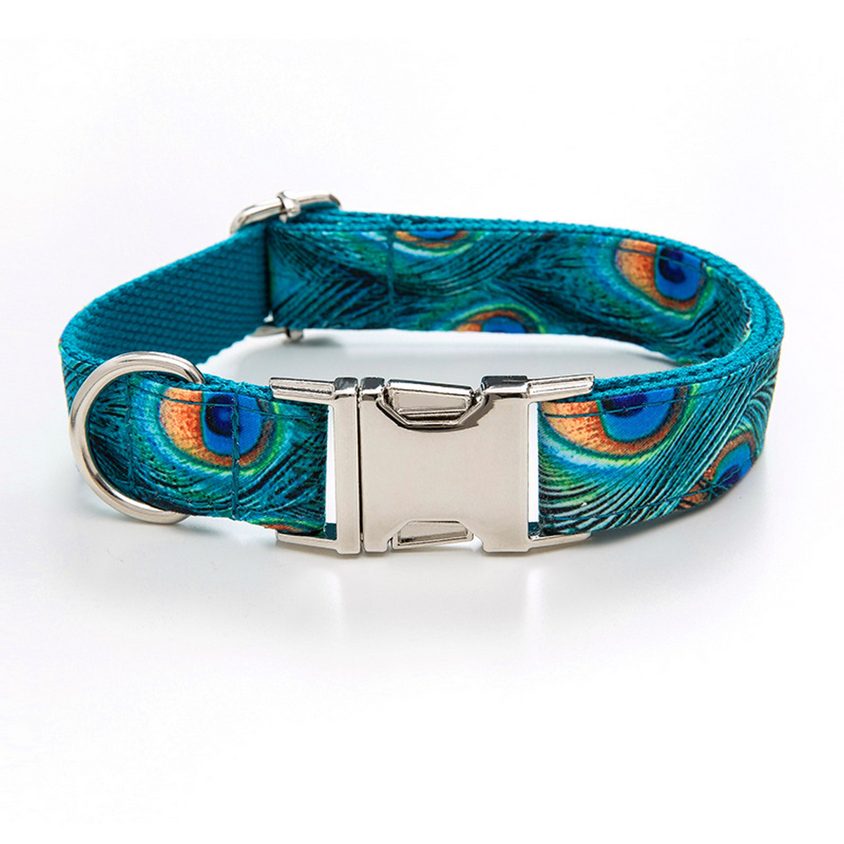 Big Dog Collar – Peacock Print with Metal Clip_CWMM7090