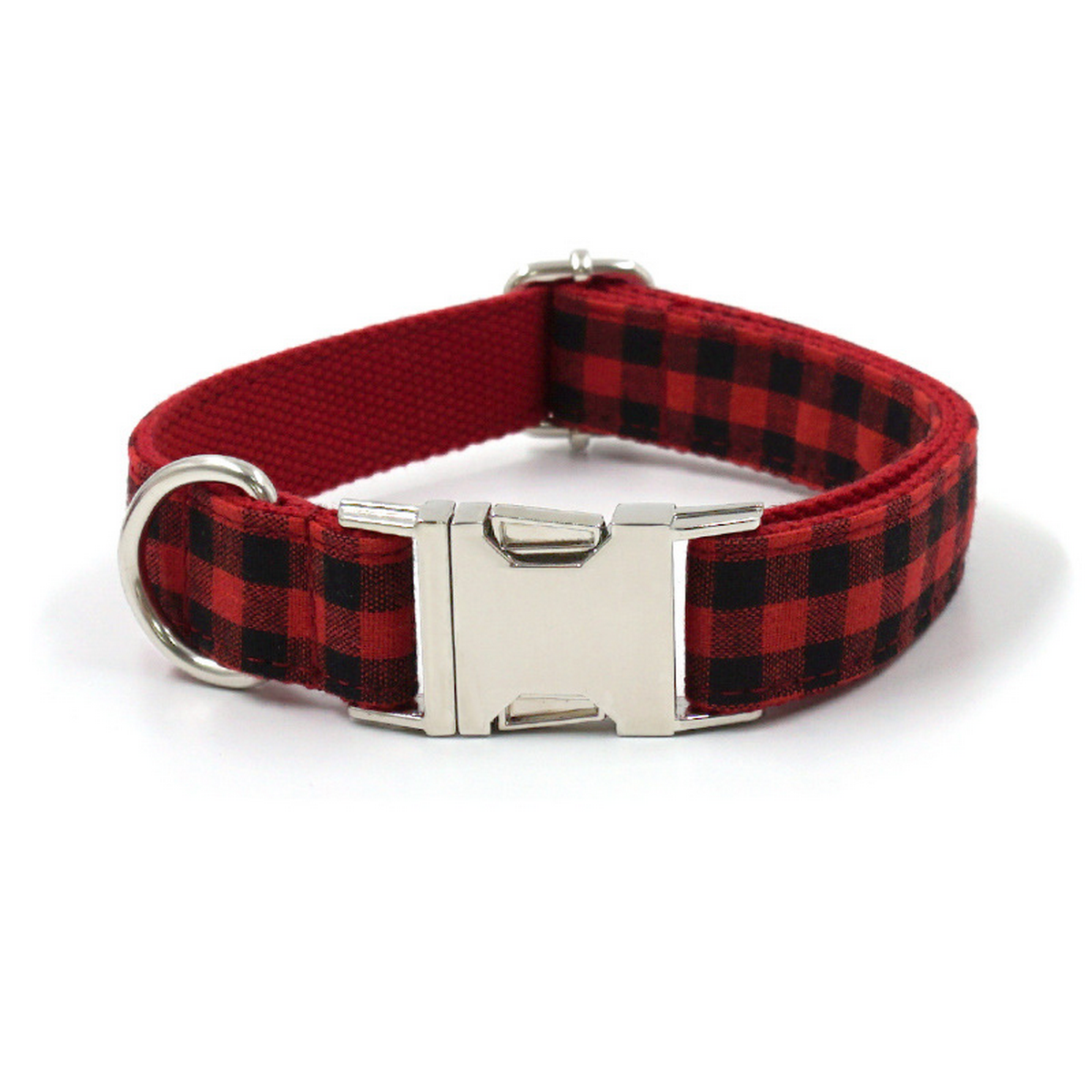 Dog Collar – Red Black Plaid_CWMM7094