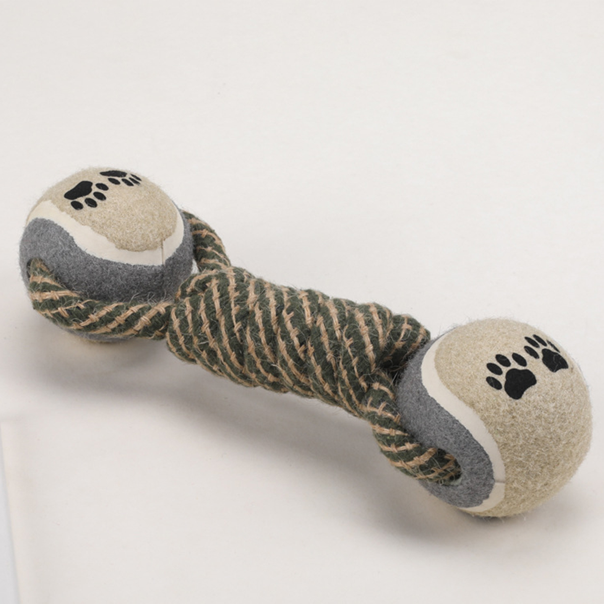 Dumbbell Rope Dog Toy – Double Tennis Balls_CWMM8034