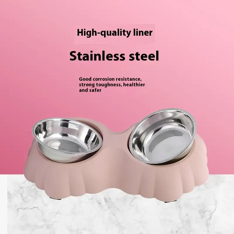 Flower-Shaped Double Pet Bowl, Dog/Cat Bowl_CWMM5234