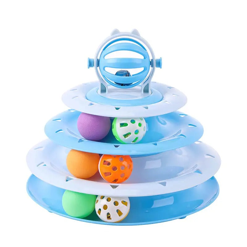 Four-Layer Cat Toy Tower with Teaser Stick_CWMM5141