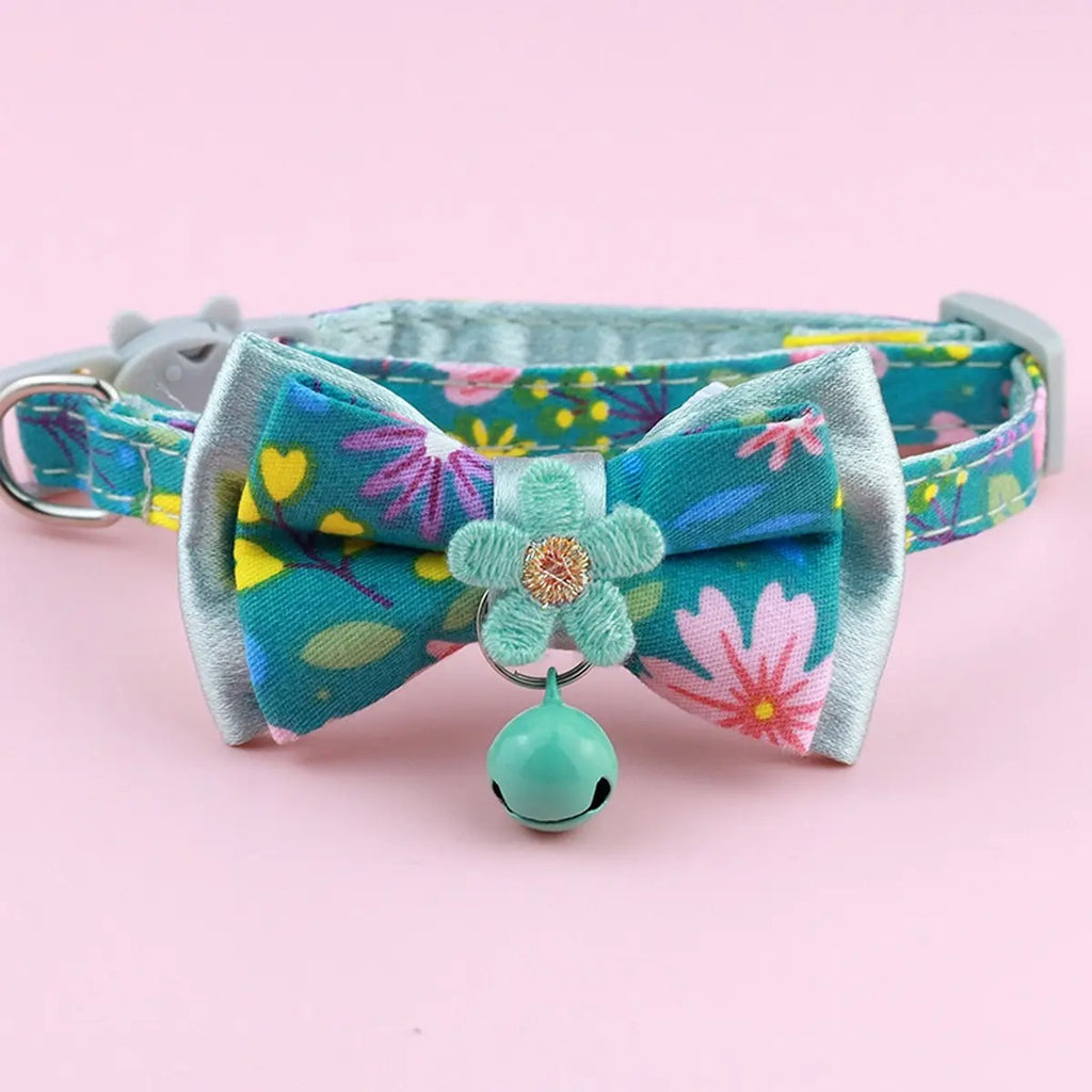 Detachable Floral Bow Pet Collar (with Bell)_CWMM5971