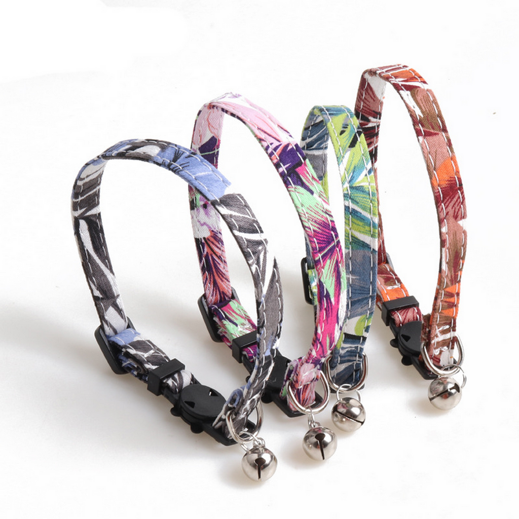 Pearl Sunflower Cotton Cat Collar with Bell_CWMM7736