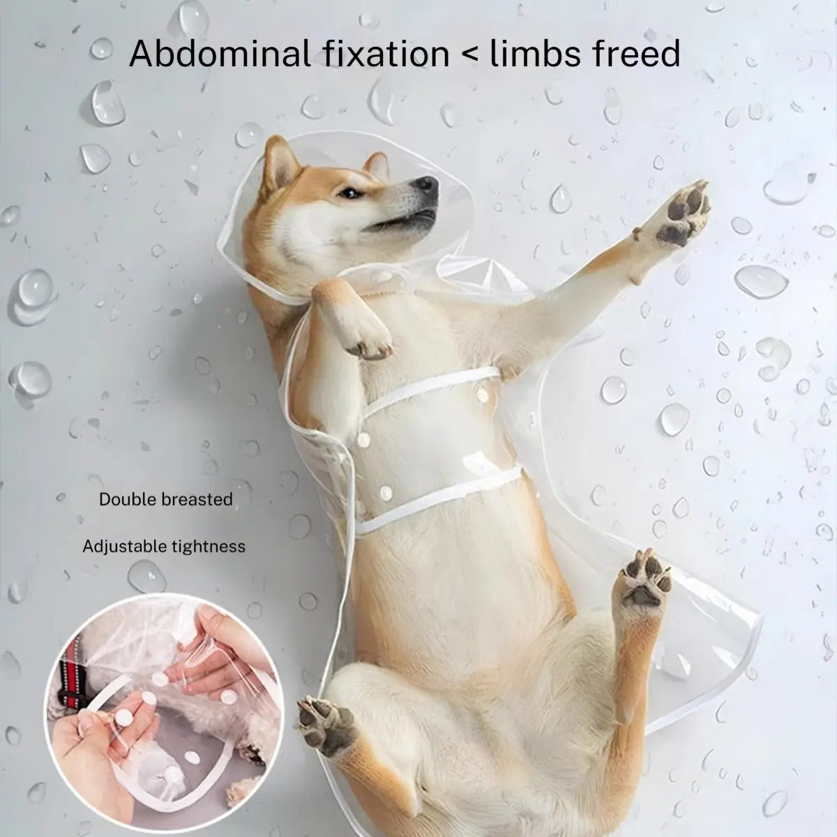 Dog Rain Poncho – Leash Hole, Clear, Waterproof_CWMM7297
