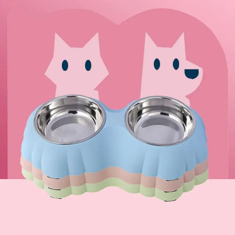Flower-Shaped Double Pet Bowl, Dog/Cat Bowl_CWMM5234
