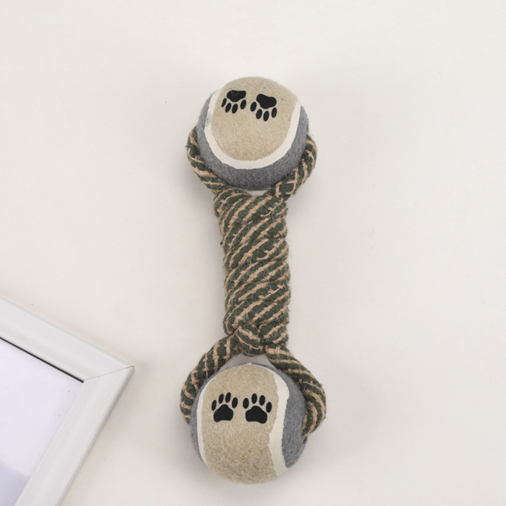 Dumbbell Rope Dog Toy – Double Tennis Balls_CWMM8034