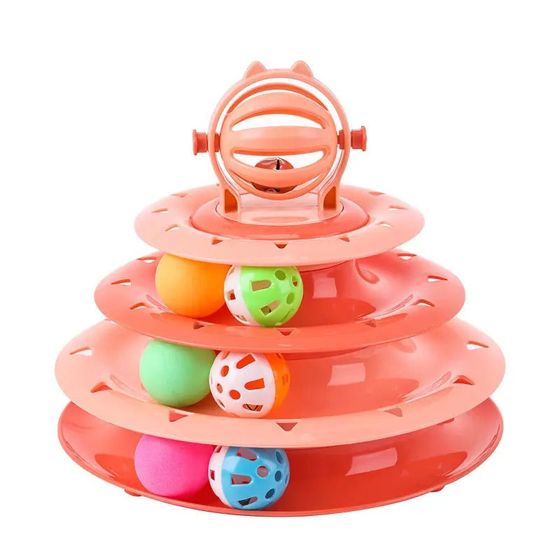 Four-Layer Cat Toy Tower with Teaser Stick_CWMM5141