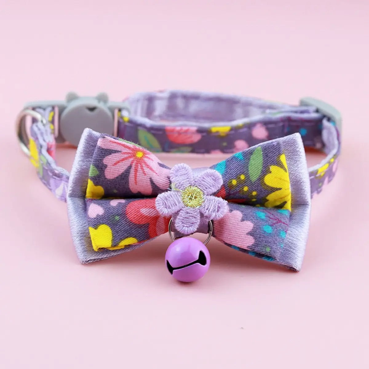 Detachable Floral Bow Pet Collar (with Bell)_CWMM5971