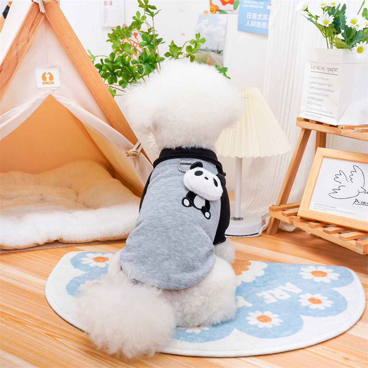 Panda Plush Pet Hoodie – Cute Dog & Cat Sweatshirt_CWMM7344