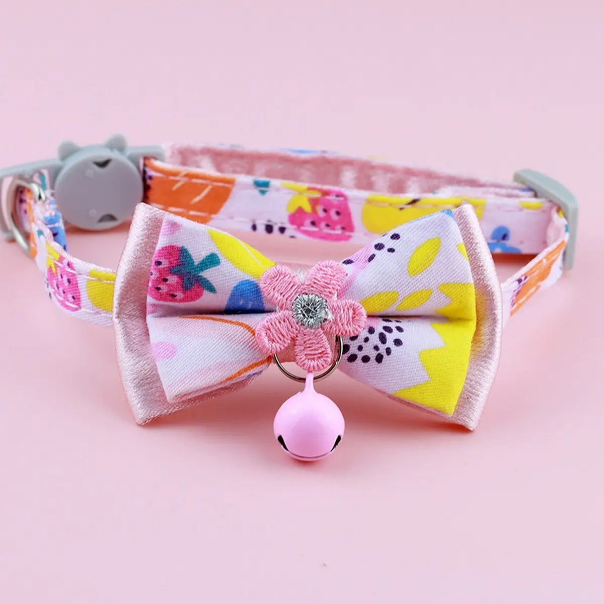 Detachable Floral Bow Pet Collar (with Bell)_CWMM5971