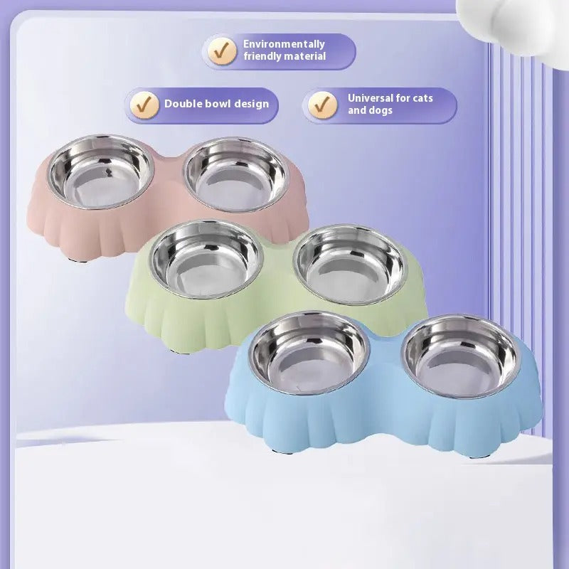 Flower-Shaped Double Pet Bowl, Dog/Cat Bowl_CWMM5234