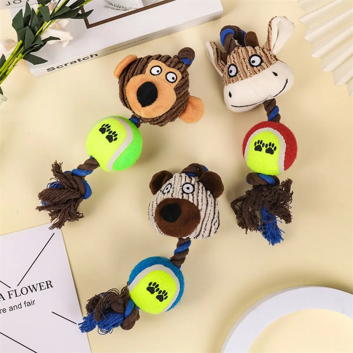 Corduroy Chew Ball, Fun Rope Toy for Dogs_CWMM5470