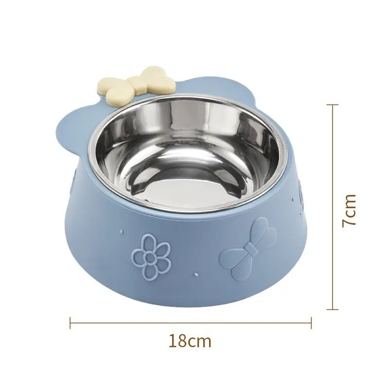 Bowknot Cat Dog Pet Bowl With Stainless Steel_CWMM5180