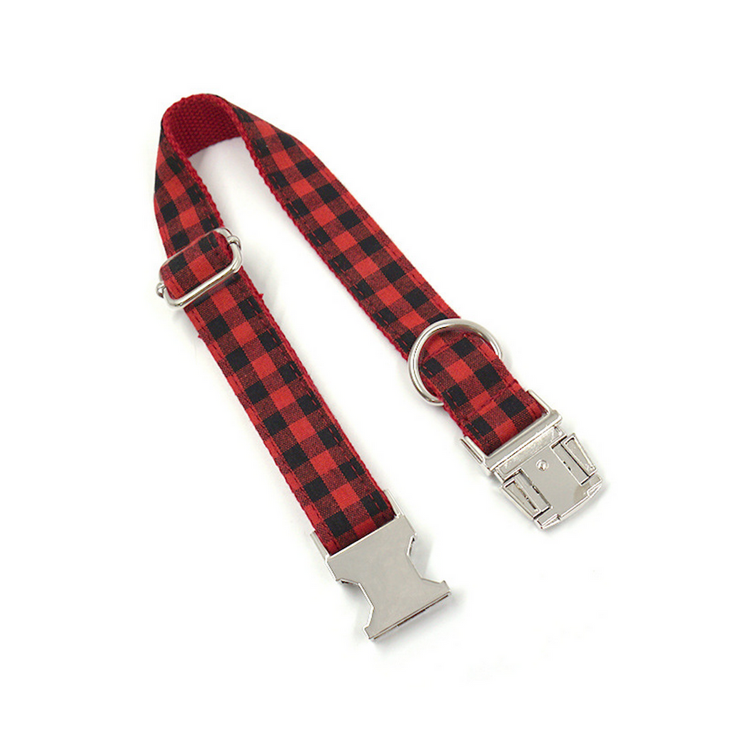 Dog Collar – Red Black Plaid_CWMM7094