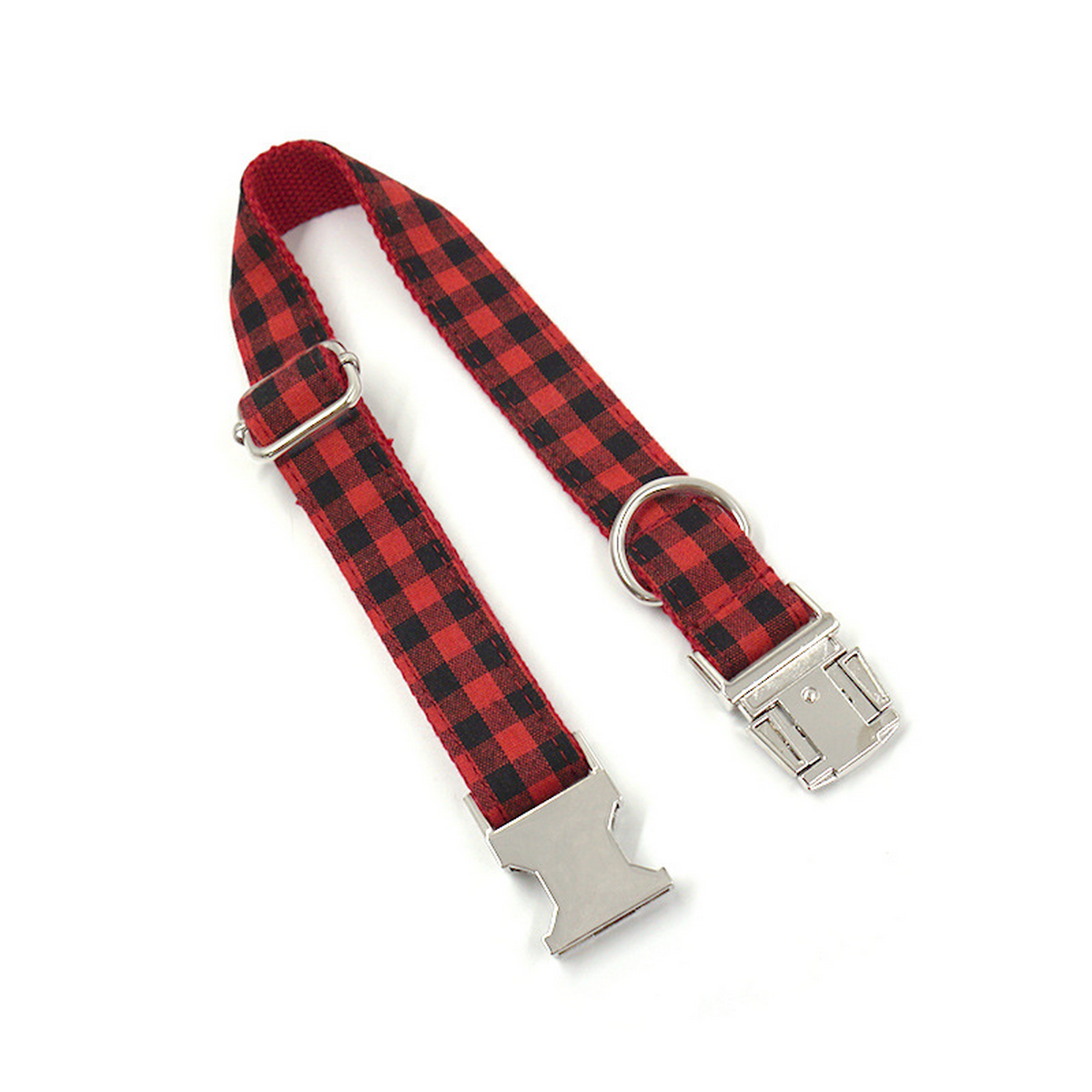 Dog Collar – Red Black Plaid_CWMM7094