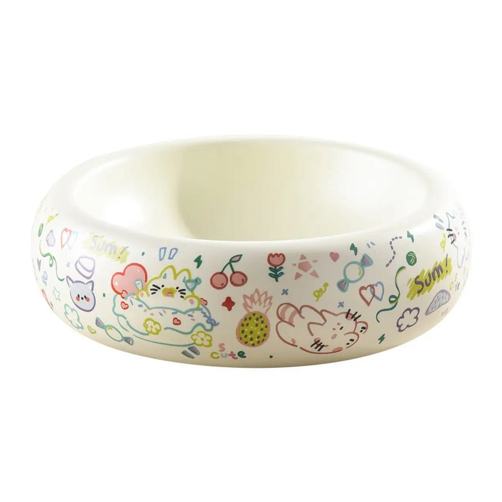 Graffiti Ceramic dog&Cat Bowl Anti-Spill Feeder_CWMM5945