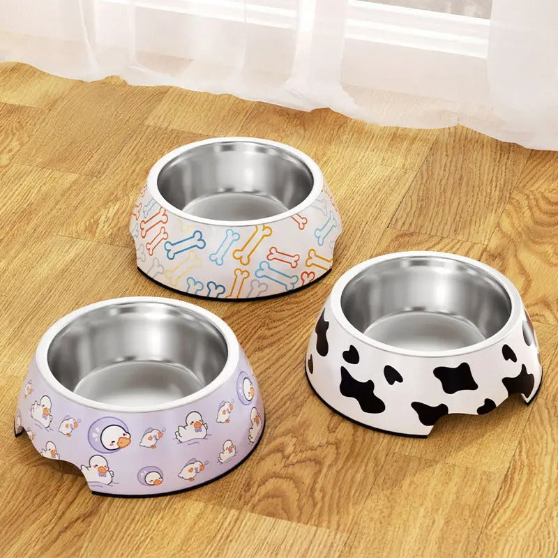 Non-Slip Melamine Stainless Steel Pet Food Bowl_CWMM6242