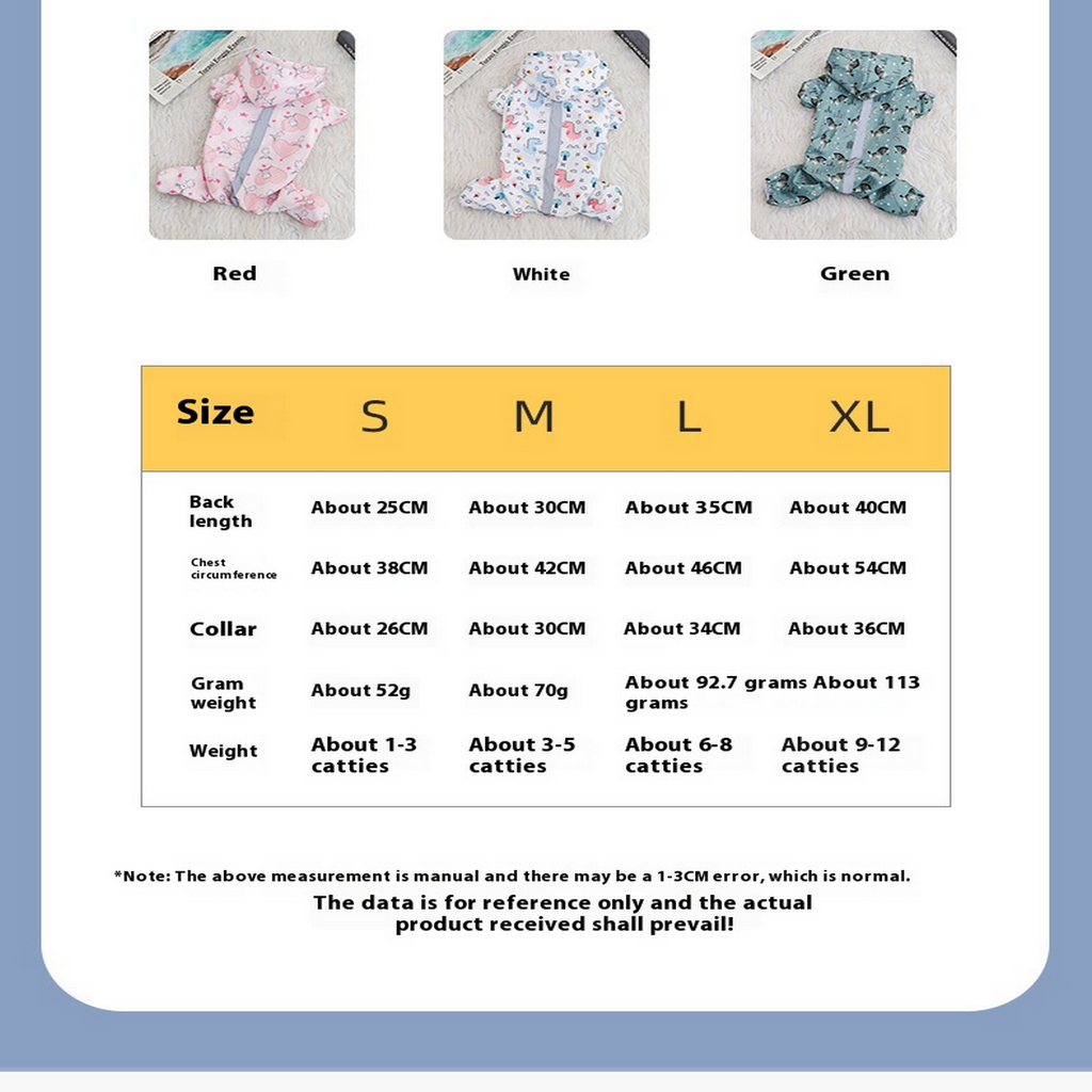 Lightweight Dog Raincoat – 4-Leg, Reflective Gear_CWMM7310