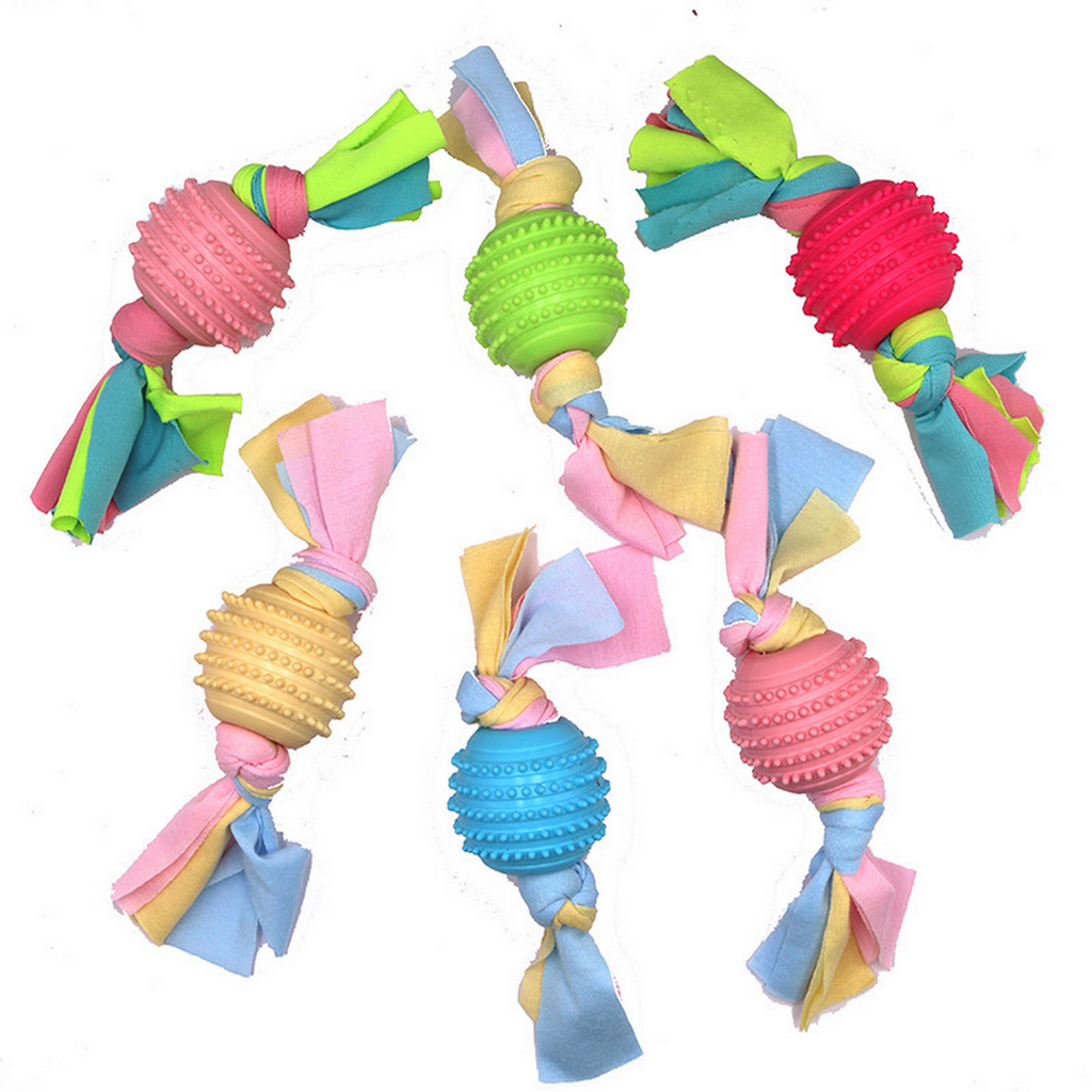 Chew Toy for Dogs with Fabric Strips & Rubber Ball_CWMM7231
