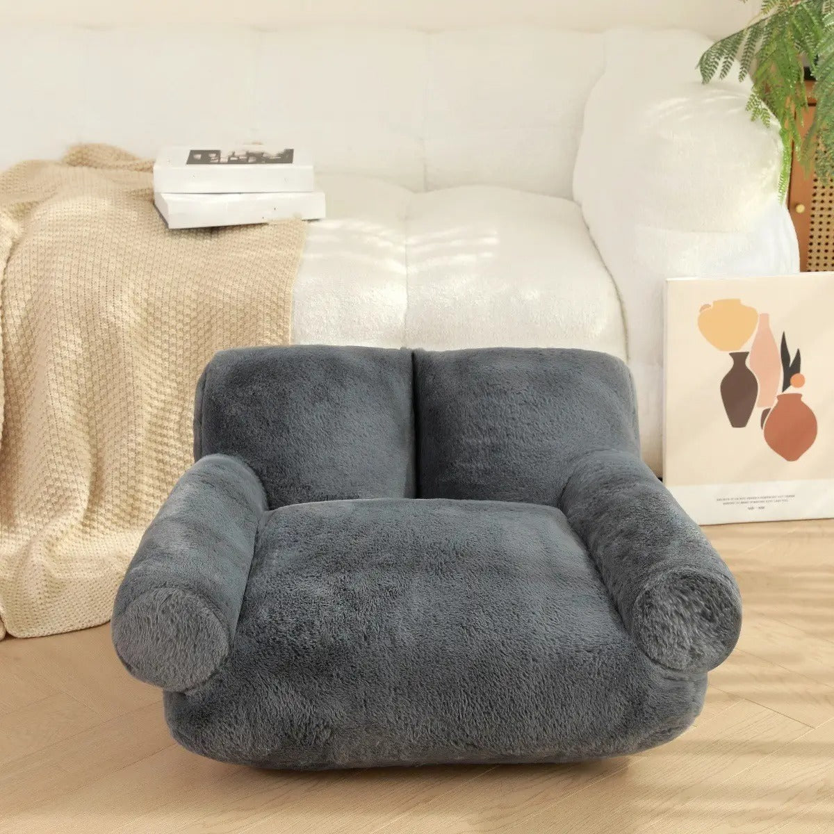 High-Density Bunny Fur Pet Sofa Bed, Washable_CWMM5271