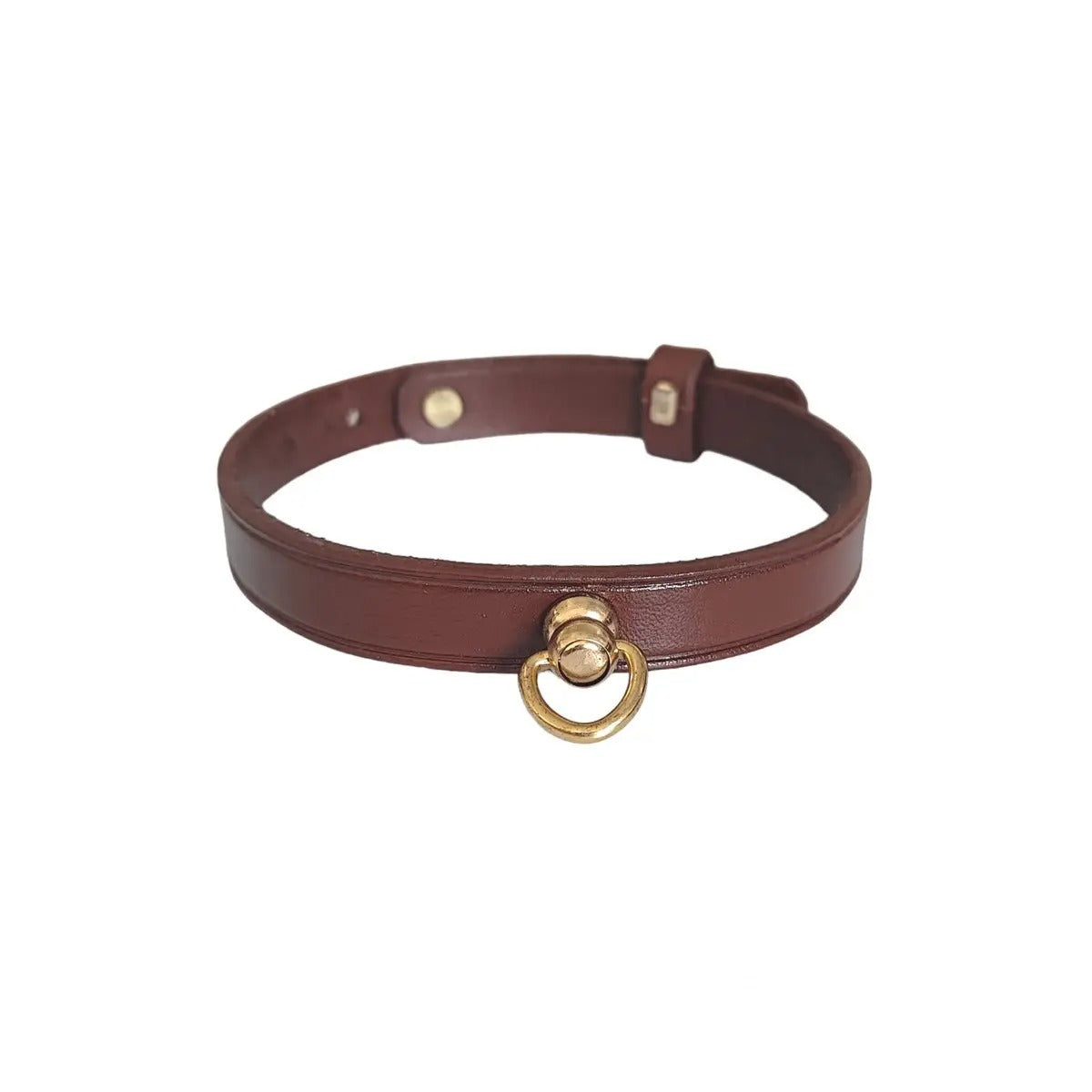 Genuine Leather Pet Collar with Bell Ring Loop_CWMM7719
