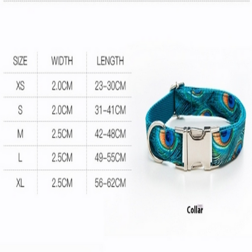 Big Dog Collar – Peacock Print with Metal Clip_CWMM7090