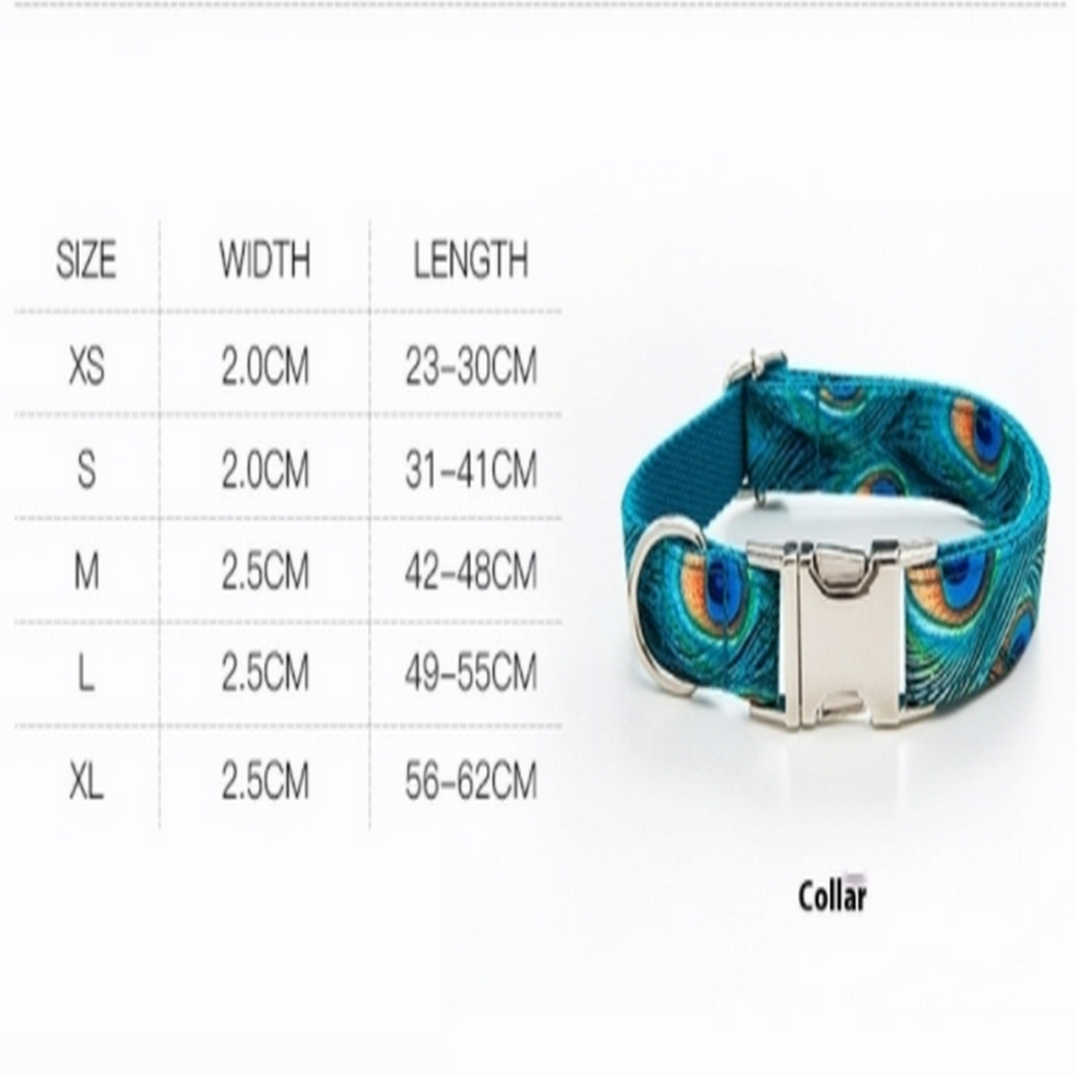 Big Dog Collar – Peacock Print with Metal Clip_CWMM7090