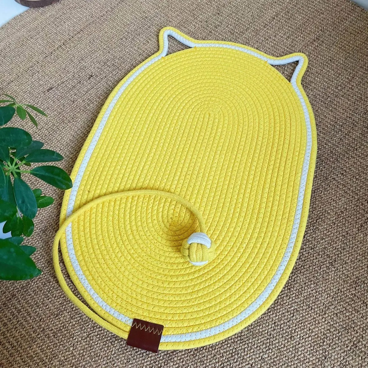 Oval Woven Cat Scratching Mat with Toy Ball_CWMM6566