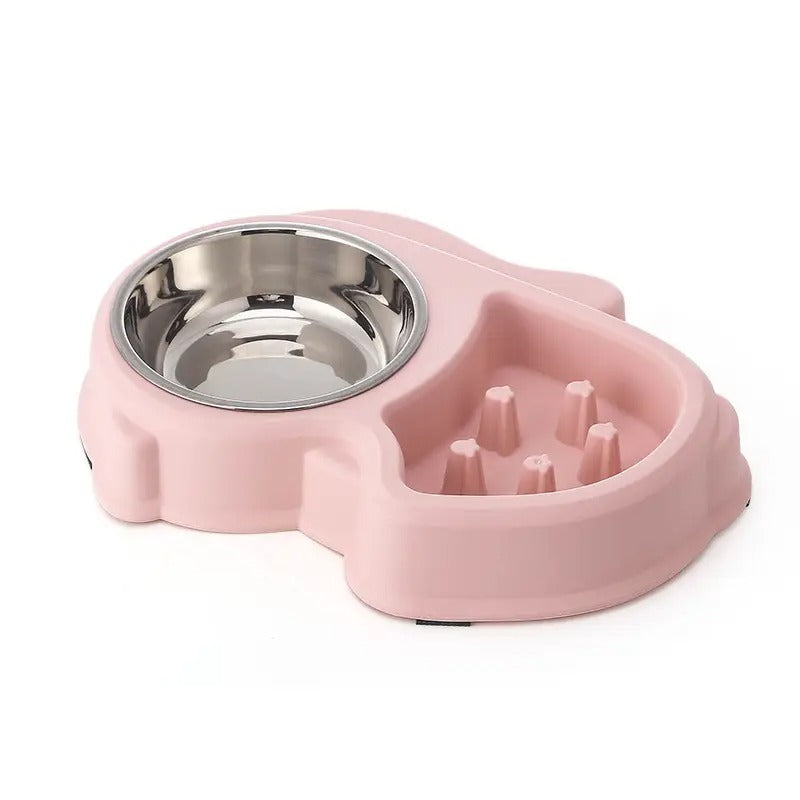 Cartoon Slow Feeder Dual Pet Bowl,Water & Food_CWMM5232