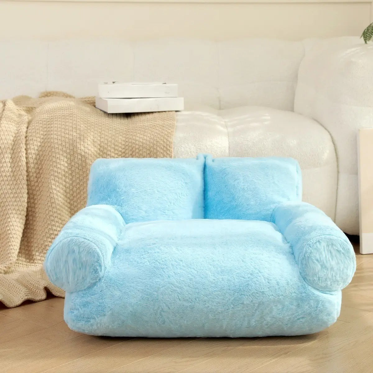 High-Density Bunny Fur Pet Sofa Bed, Washable_CWMM5271