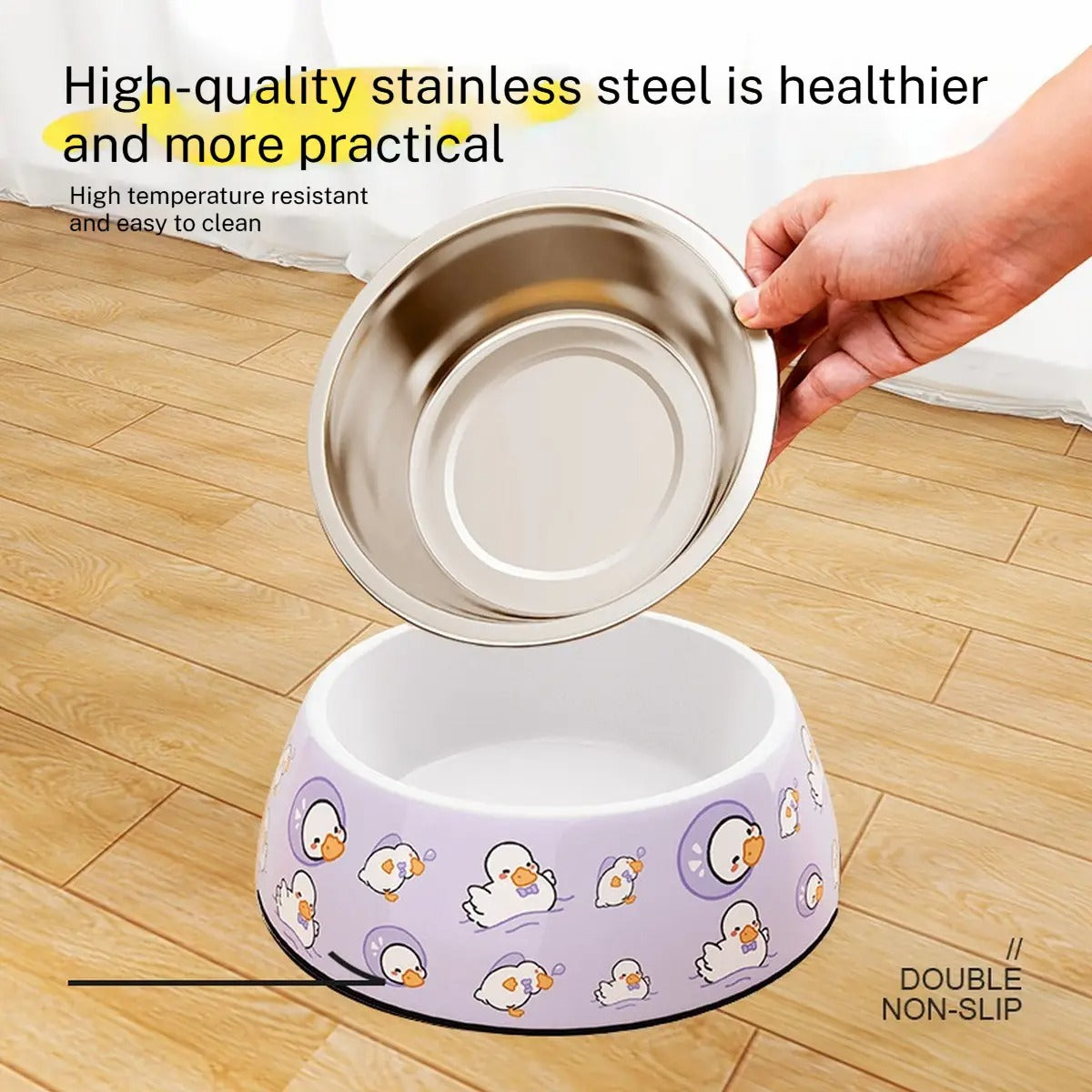 Non-Slip Melamine Stainless Steel Pet Food Bowl_CWMM6242