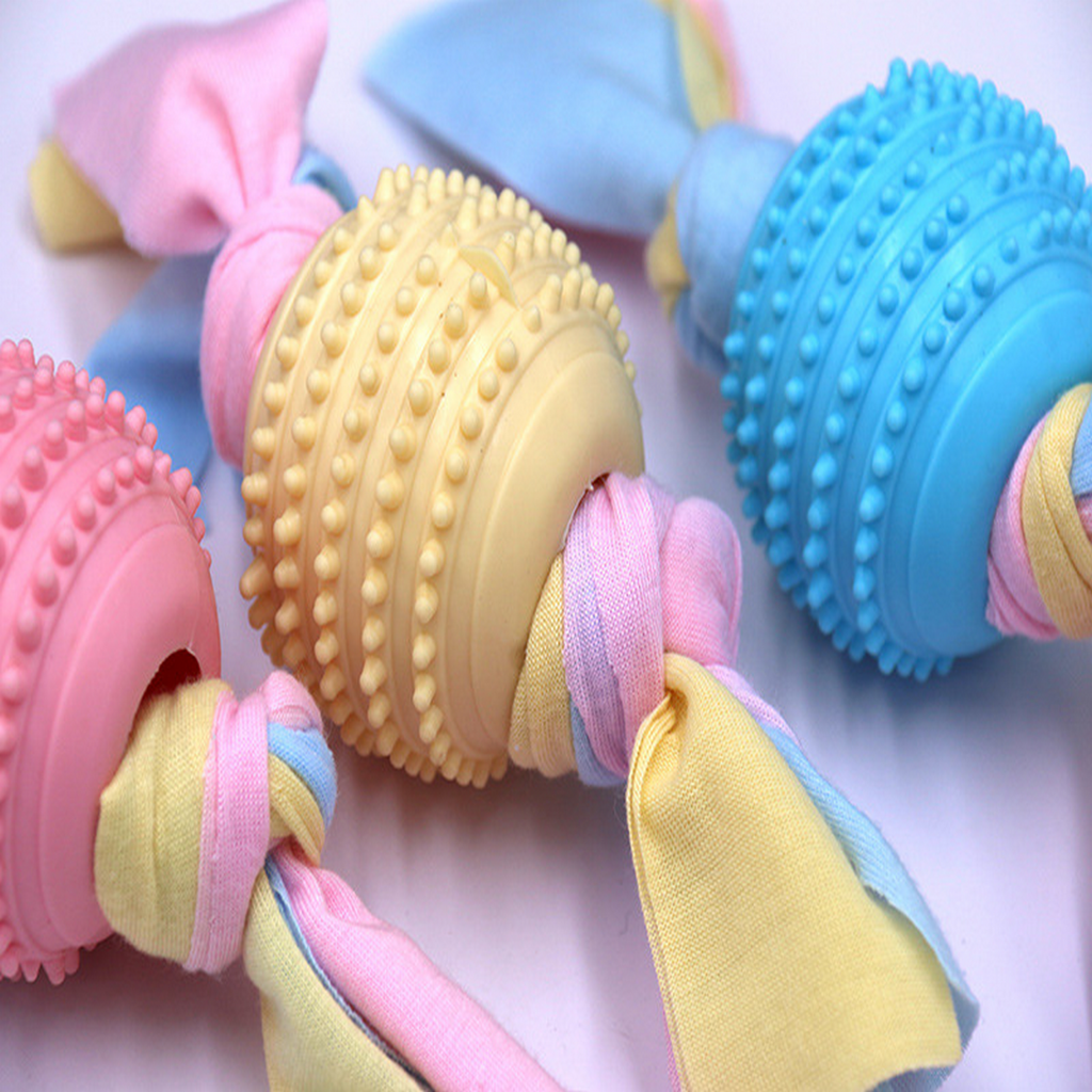Chew Toy for Dogs with Fabric Strips & Rubber Ball_CWMM7231