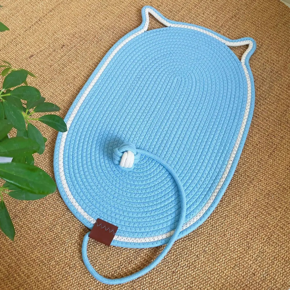 Oval Woven Cat Scratching Mat with Toy Ball_CWMM6566