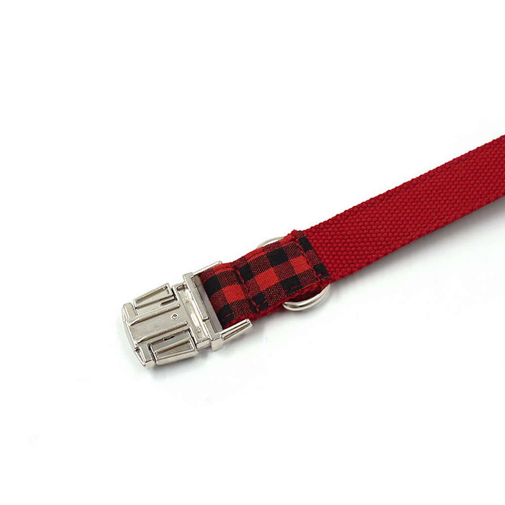 Dog Collar – Red Black Plaid_CWMM7094