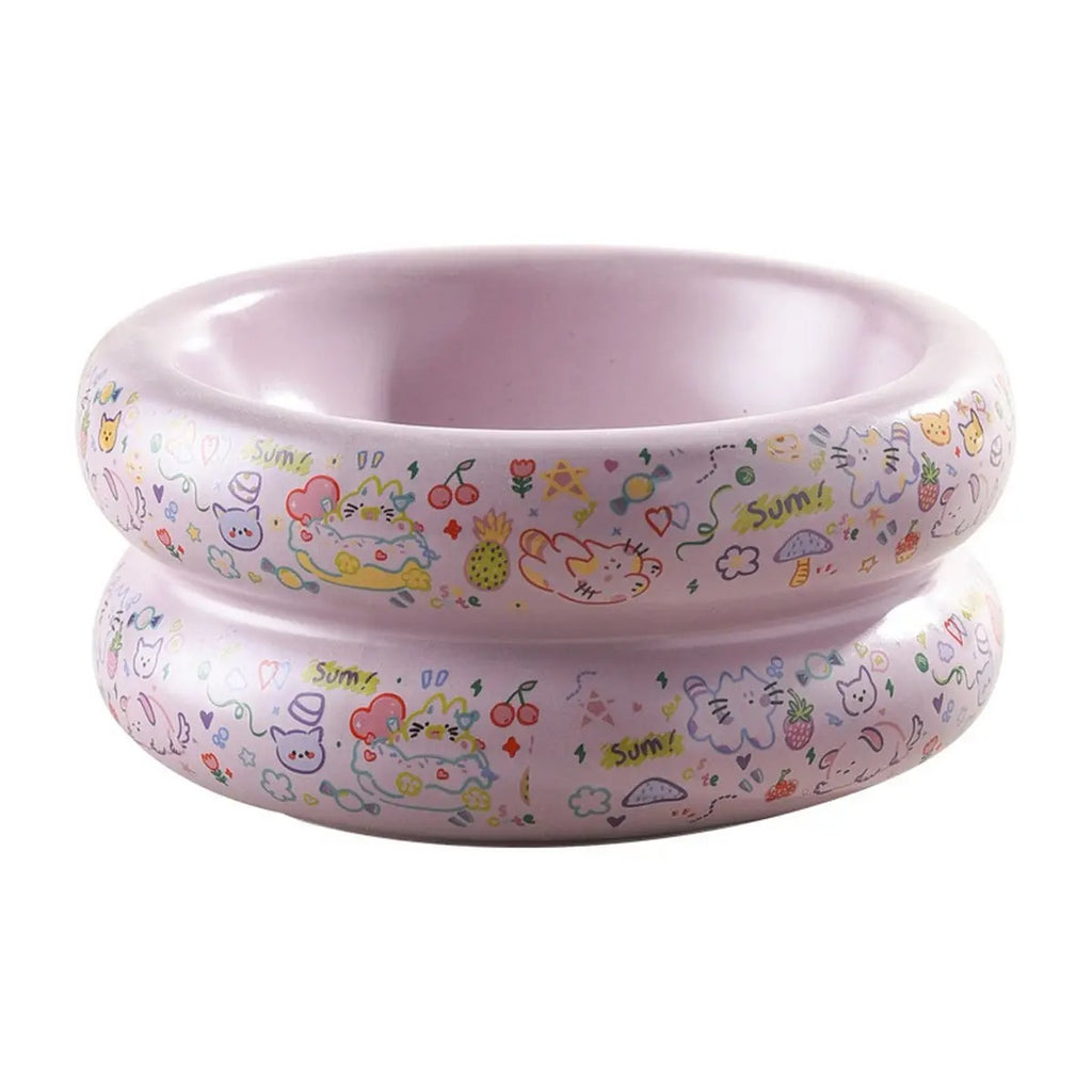 Graffiti Ceramic dog&Cat Bowl Anti-Spill Feeder_CWMM5945