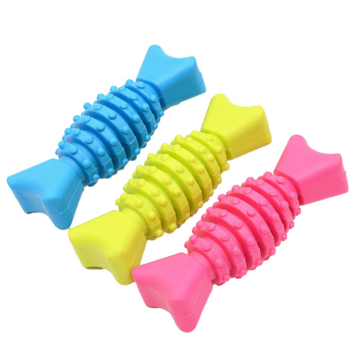 New TPR Macaron Fish Bone Chew Toy for Puppies_CWMM7234