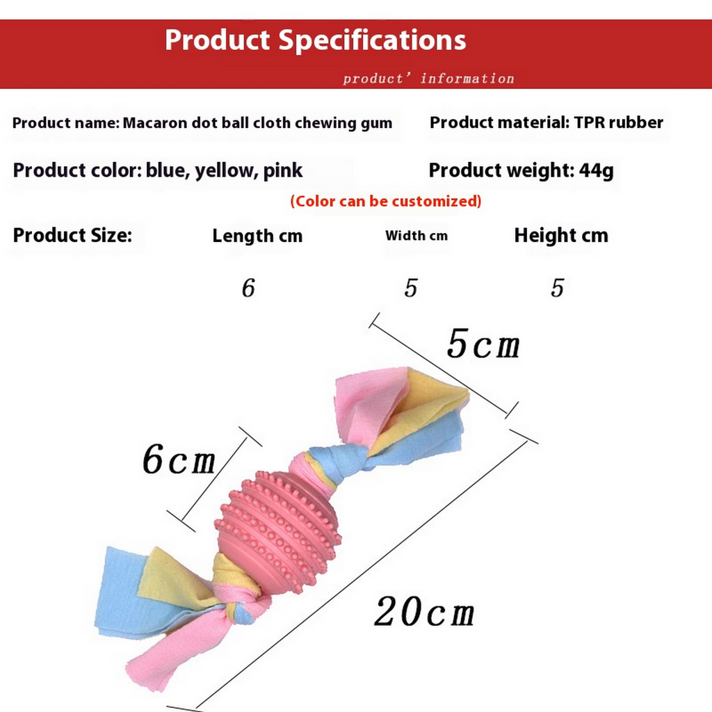 Chew Toy for Dogs with Fabric Strips & Rubber Ball_CWMM7231